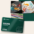 Builder VIP Gift Card: pay $500, get $550 print credit, shown with real DTF and DTP transfers