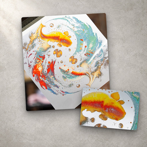 DTP gang sheet transfer printed by DTF Complete: a koi fish design on a white paper carrier