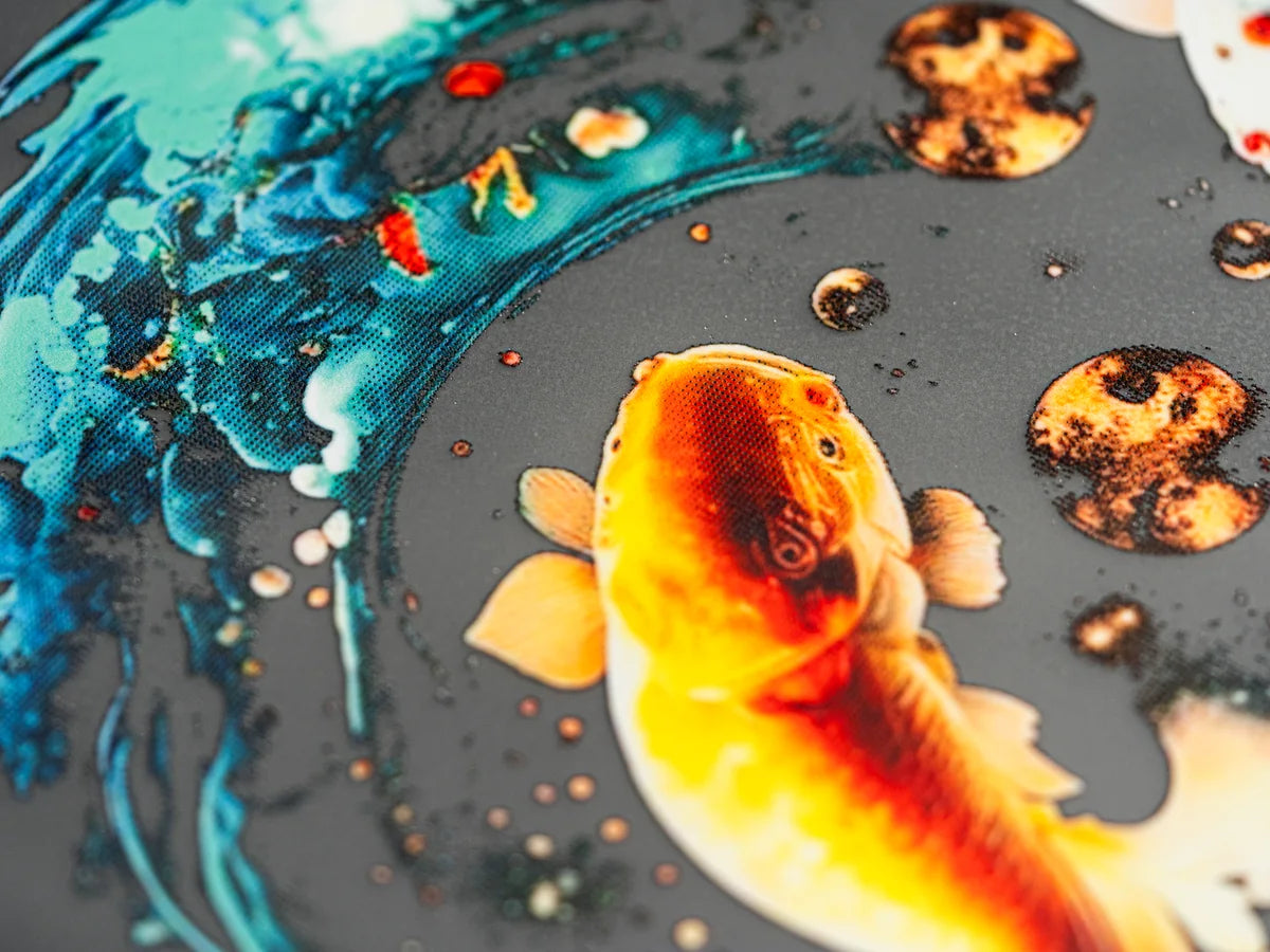 Koi design printed on clear DTF film