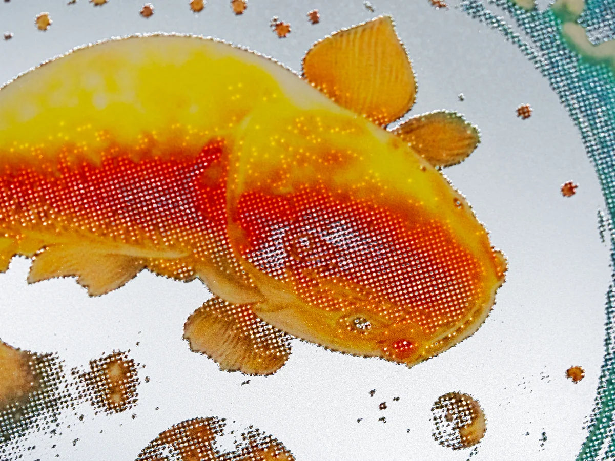 The same koi design printed on a DTP paper carrier