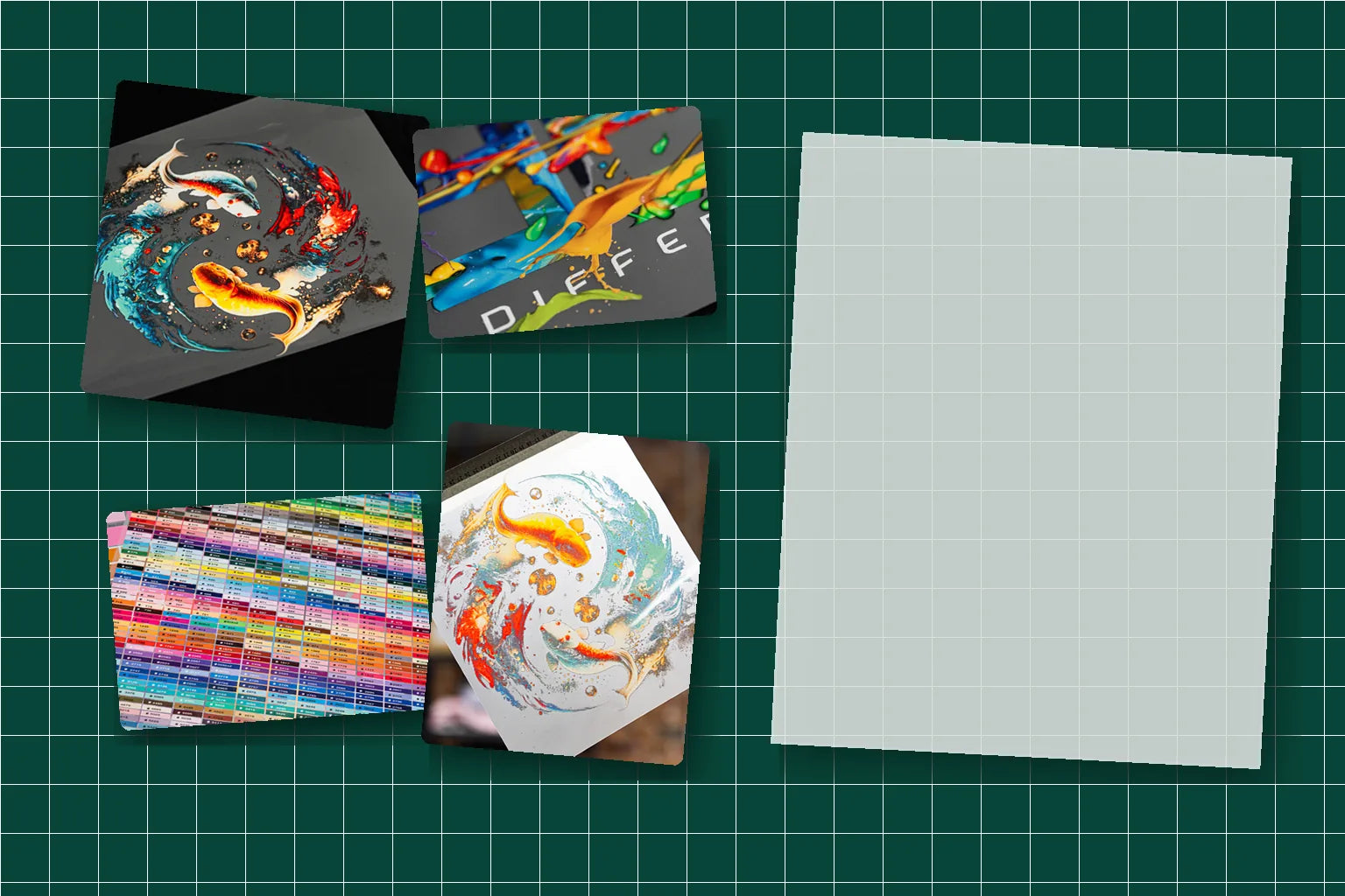 Individual artwork being arranged in the online DTF gang sheet builder